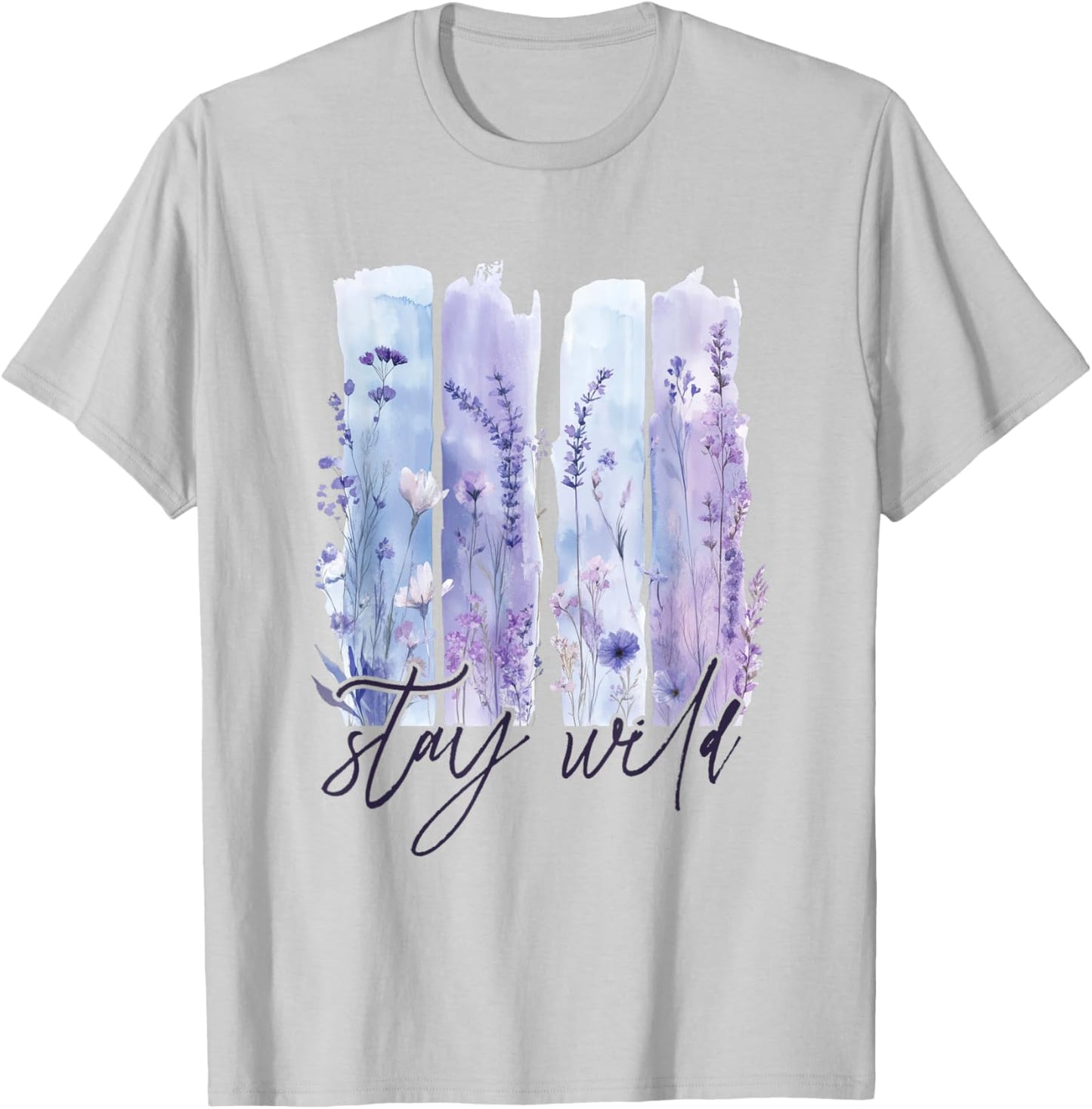 Stay Wild Coquette Brushstroke Summer Flower Wildflower T-Shirt - T-Shirt | Ash