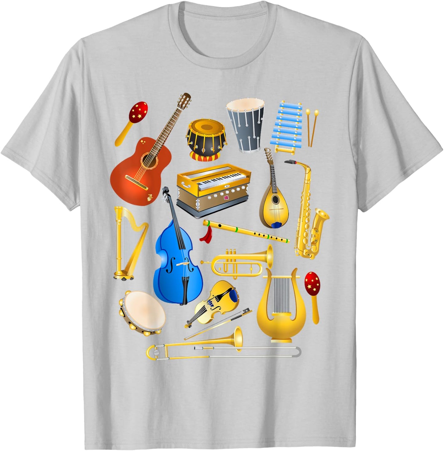 Cute Little Boys Musical Instruments Fans Shirt Funny Gift T-Shirt - T-Shirt | Ash