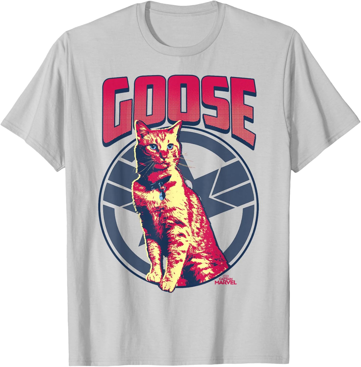 Captain Marvel Goose Tonal Portrait Symbol Graphic T-Shirt - T-Shirt | Ash