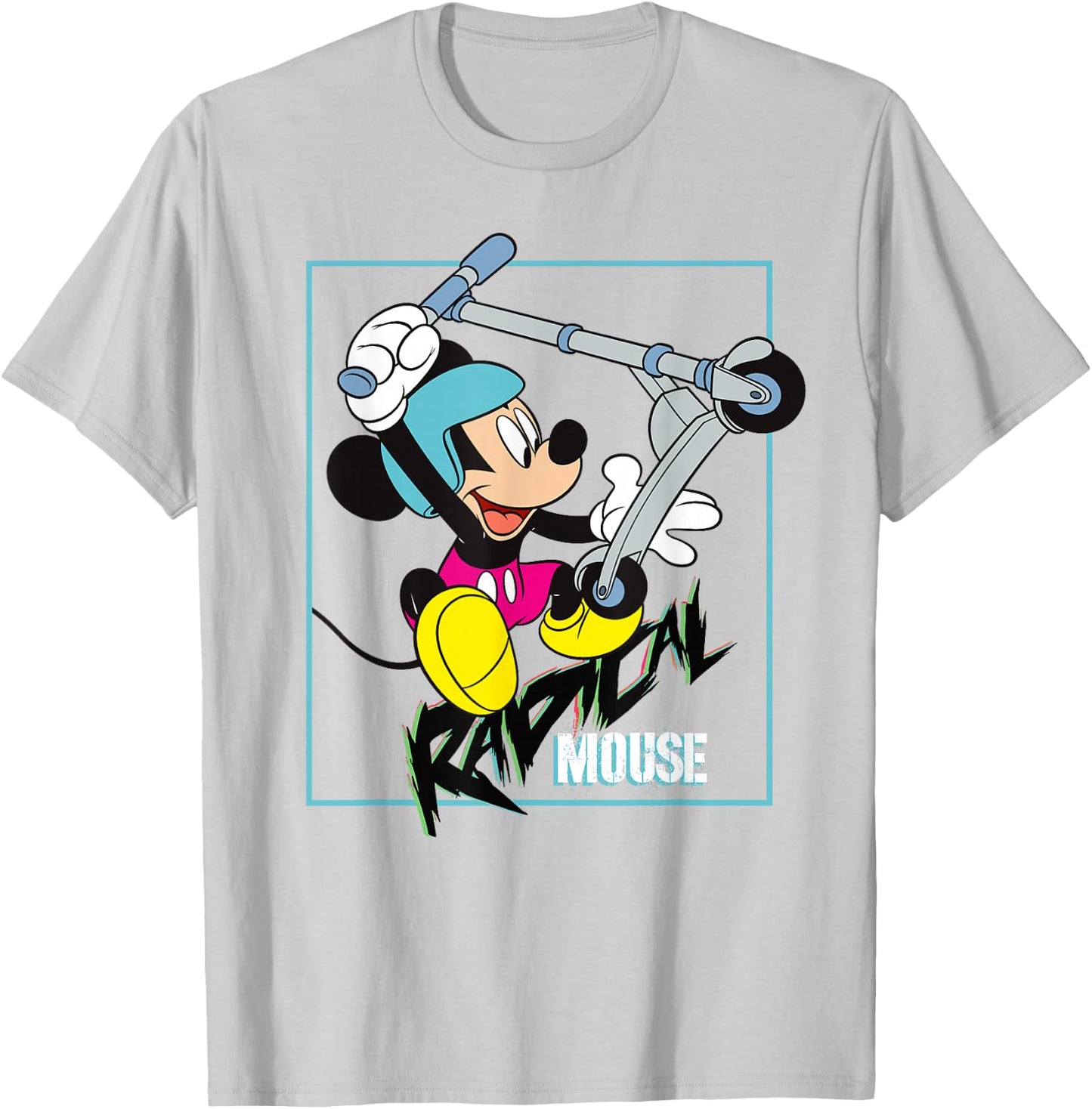Disney Mickey Radical Mouse 90s Retro Scooter T-Shirt - T-Shirt | Ash