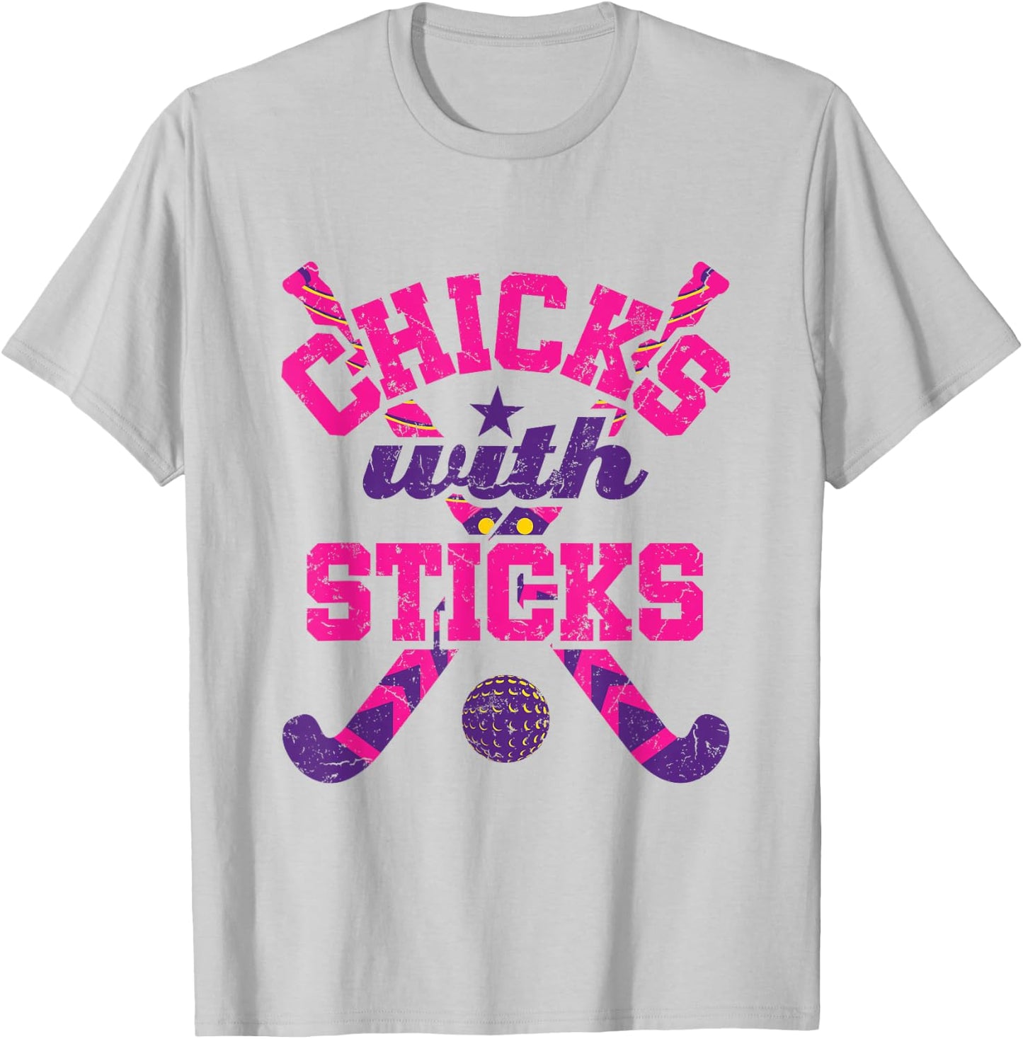 Chicks with Sticks Field Hockey T-Shirt - T-Shirt | Ash