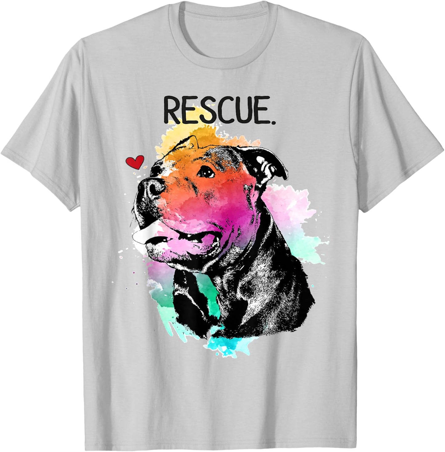 Pitbull Rescue Dog Adopt Don't Shop Watercolor Pittie Mom T-Shirt - T-Shirt | Ash