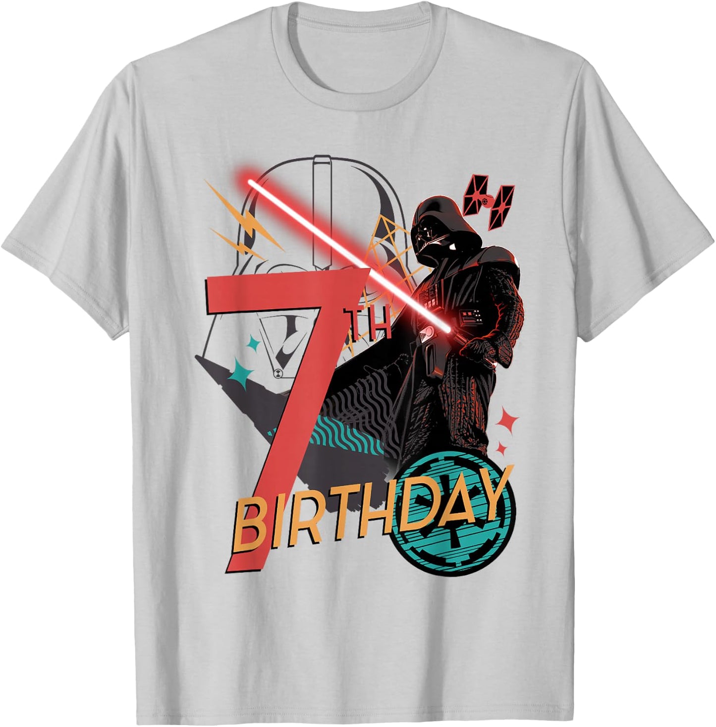 Star Wars Darth Vader 7th Birthday Abstract Background T-Shirt - T-Shirt | Ash