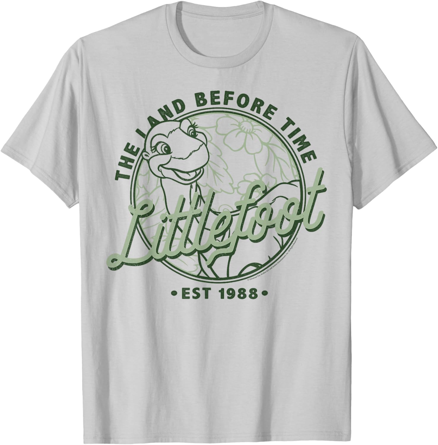 Land Before Time Littlefoot Floral Logo T-Shirt - T-Shirt | Ash