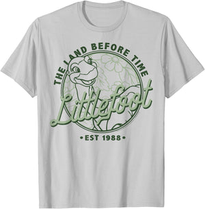 Land Before Time Littlefoot Floral Logo T-Shirt - T-Shirt | Ash