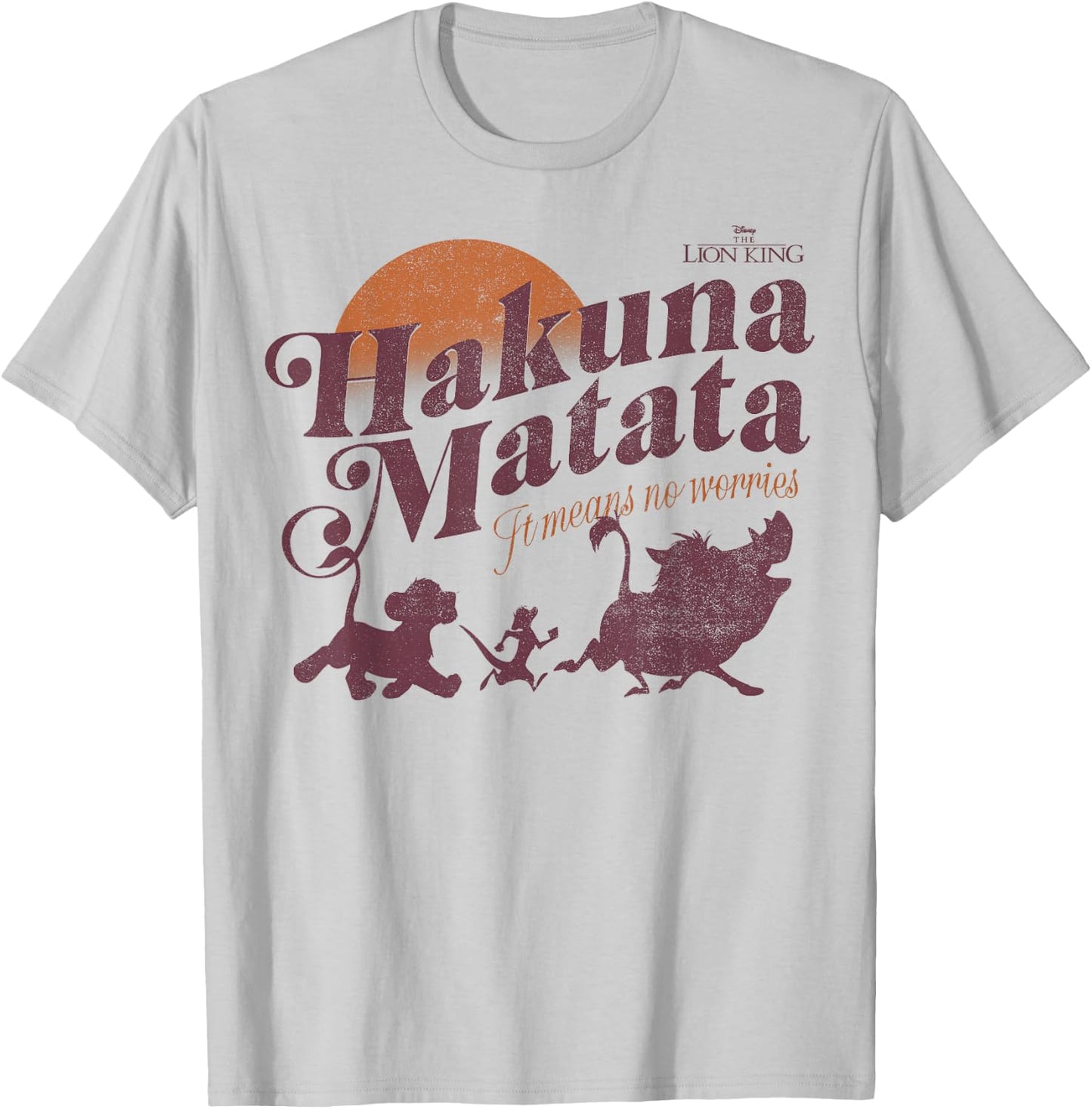 Disney The Lion King Hakuna Matata Sunset Silhouette T-Shirt - T-Shirt | Ash