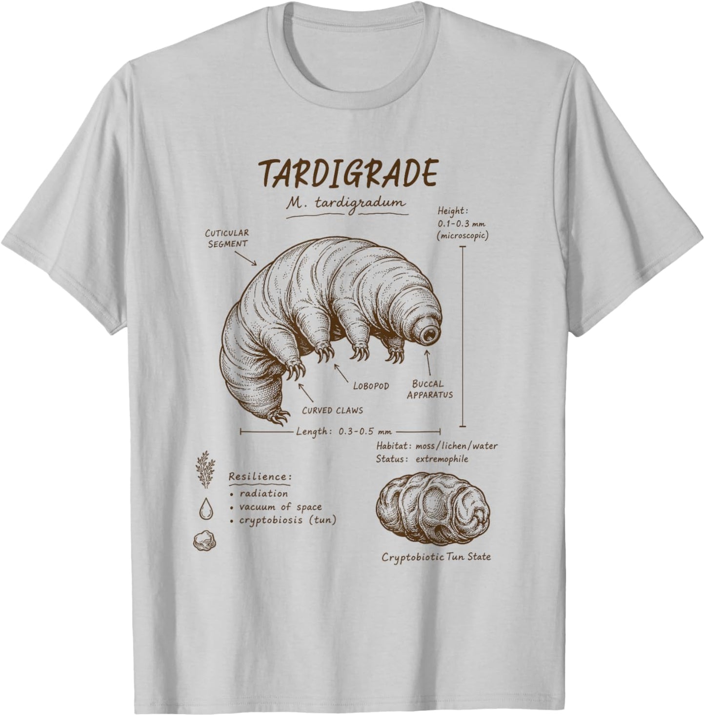 Tardigrade Anatomy Tardigrade Lover Water Bear Science T-Shirt - T-Shirt | Ash