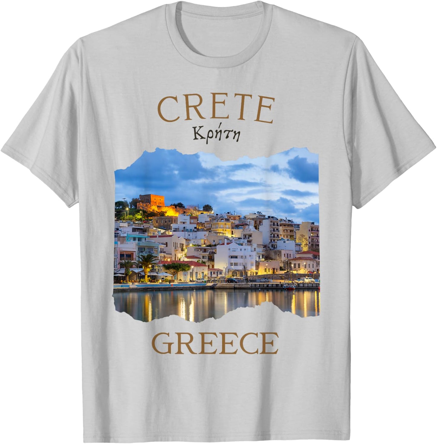 Greek Island Crete Greece featuring Rethimno Town Harbour T-Shirt - T-Shirt | Ash