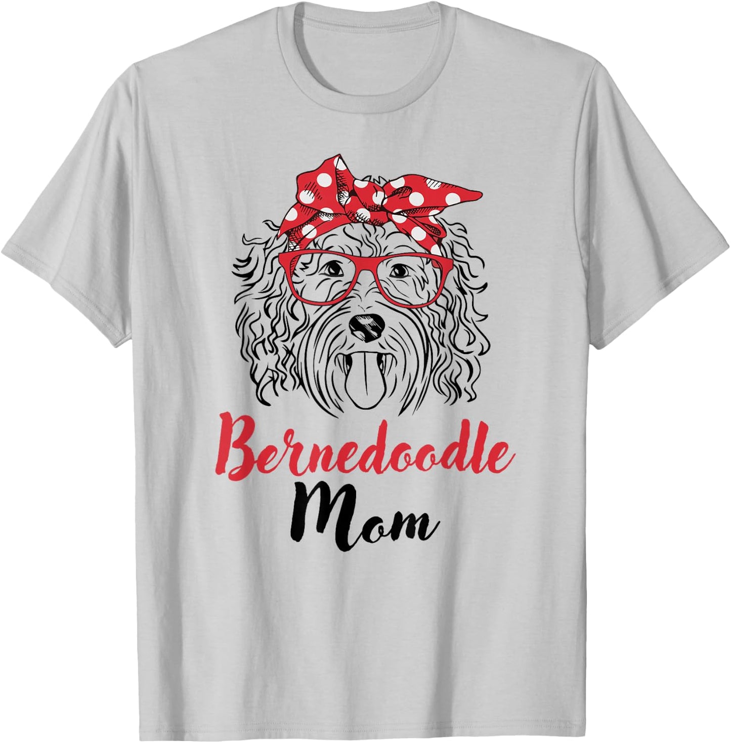 Cute Girls Red Bandana Bernedoodle Mom Dog Lover T-Shirt - T-Shirt | Ash