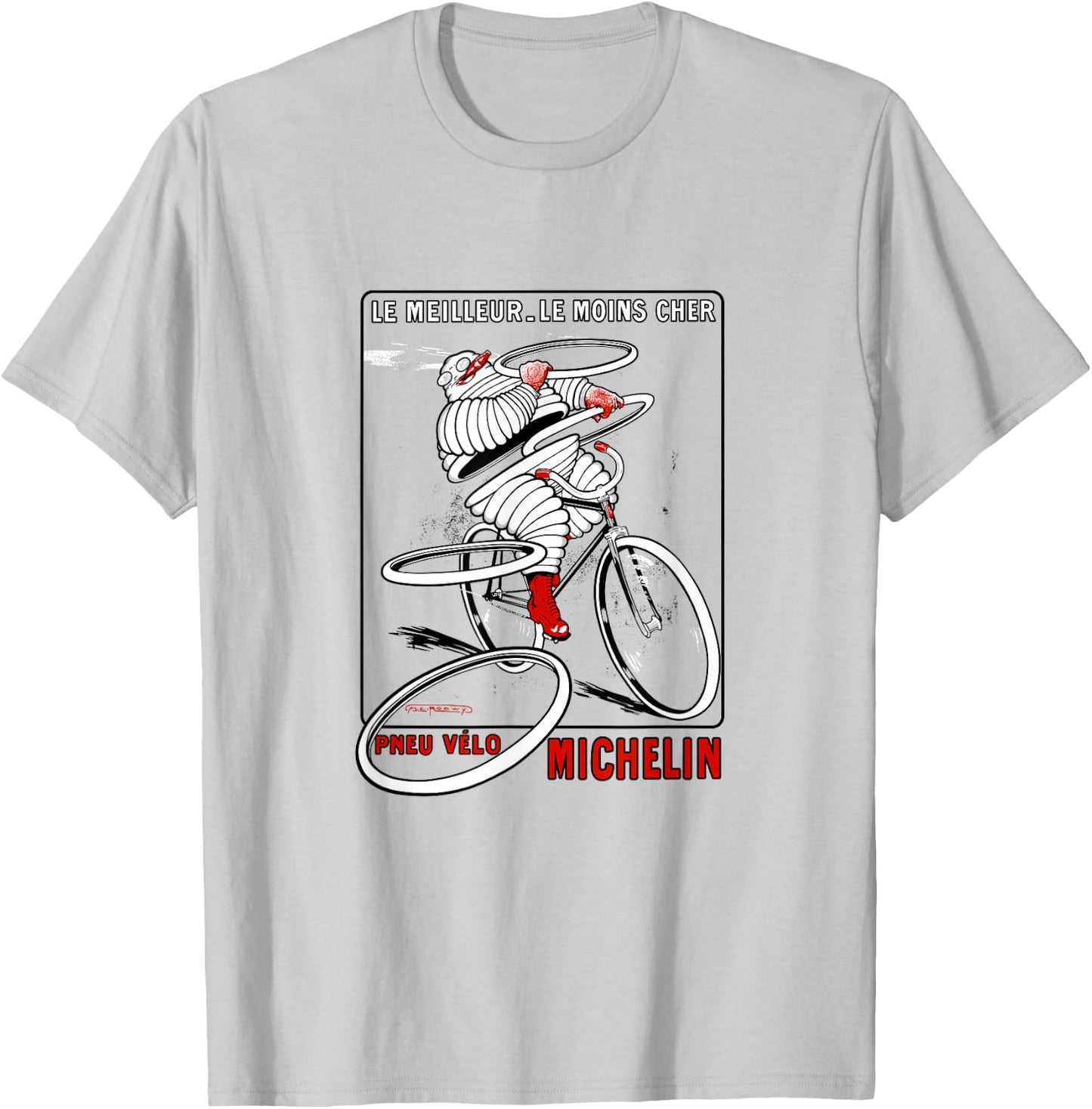 Vintage French Cycling Tire Ad | Bicycle Cyclist Art Shirt T-Shirt - T-Shirt | Ash