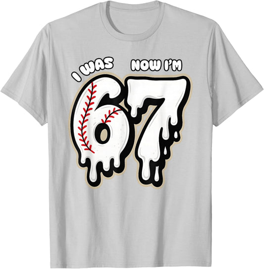 I was 6 Now I'm 7 Birthday Baseball Drip Boys Kids 67 Sport T-Shirt - T-Shirt | Ash