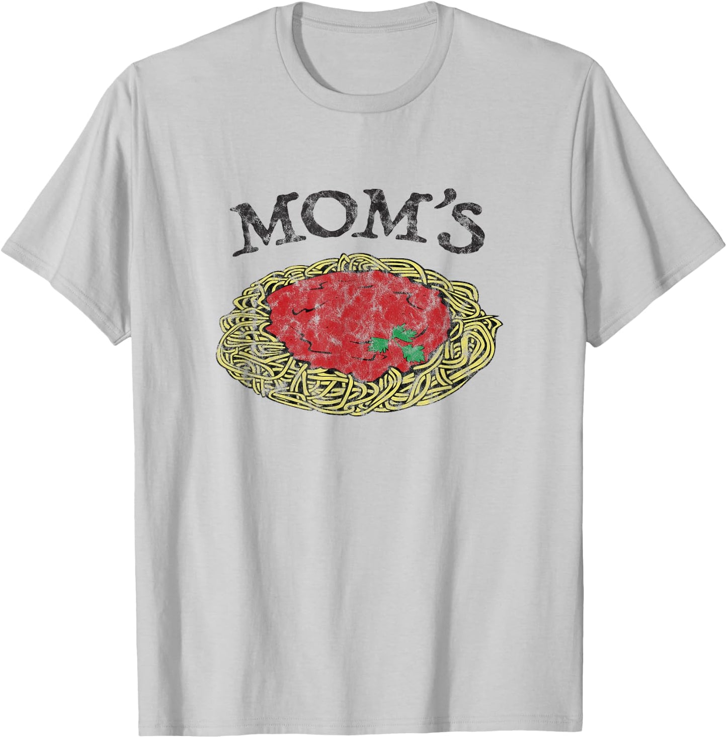 Mom's Spaghetti Funny Italian Graphic Print T-Shirt - T-Shirt | Ash