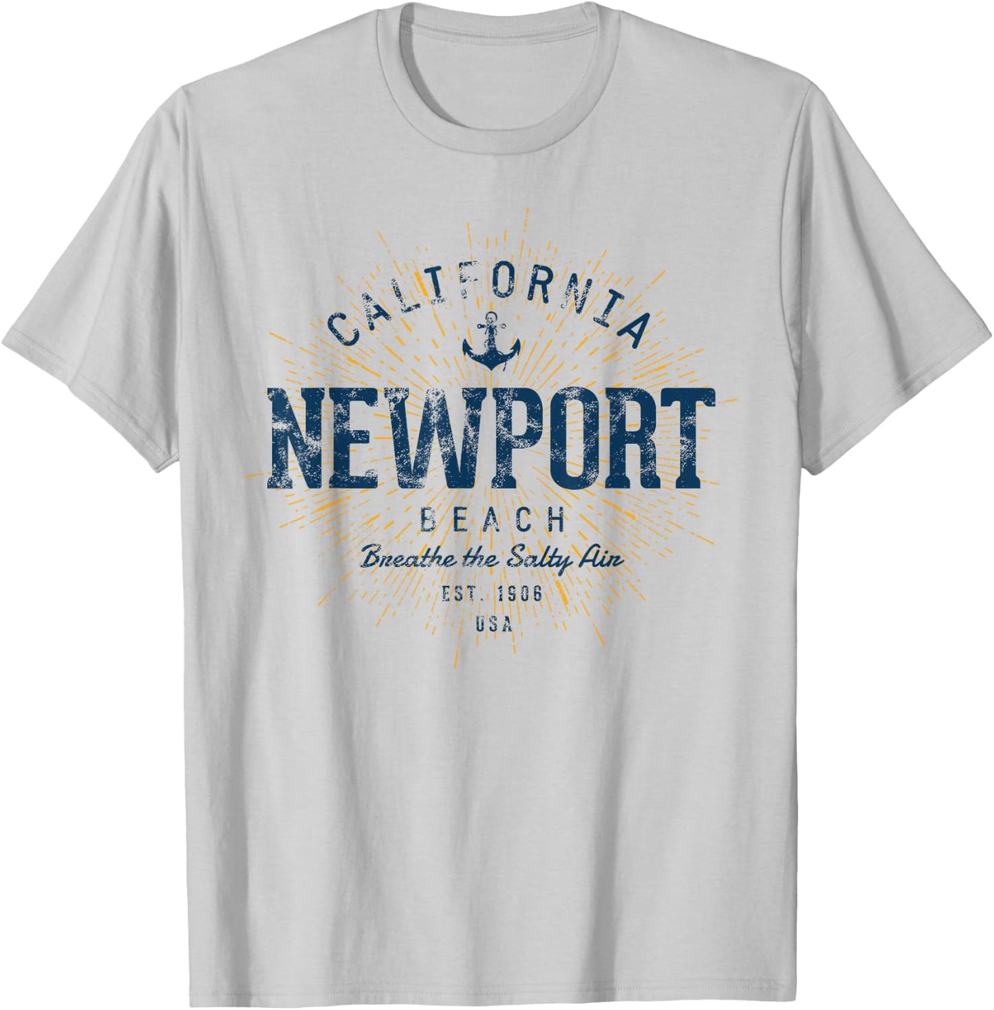 Vintage Newport Beach Retro T-Shirt - T-Shirt | Ash