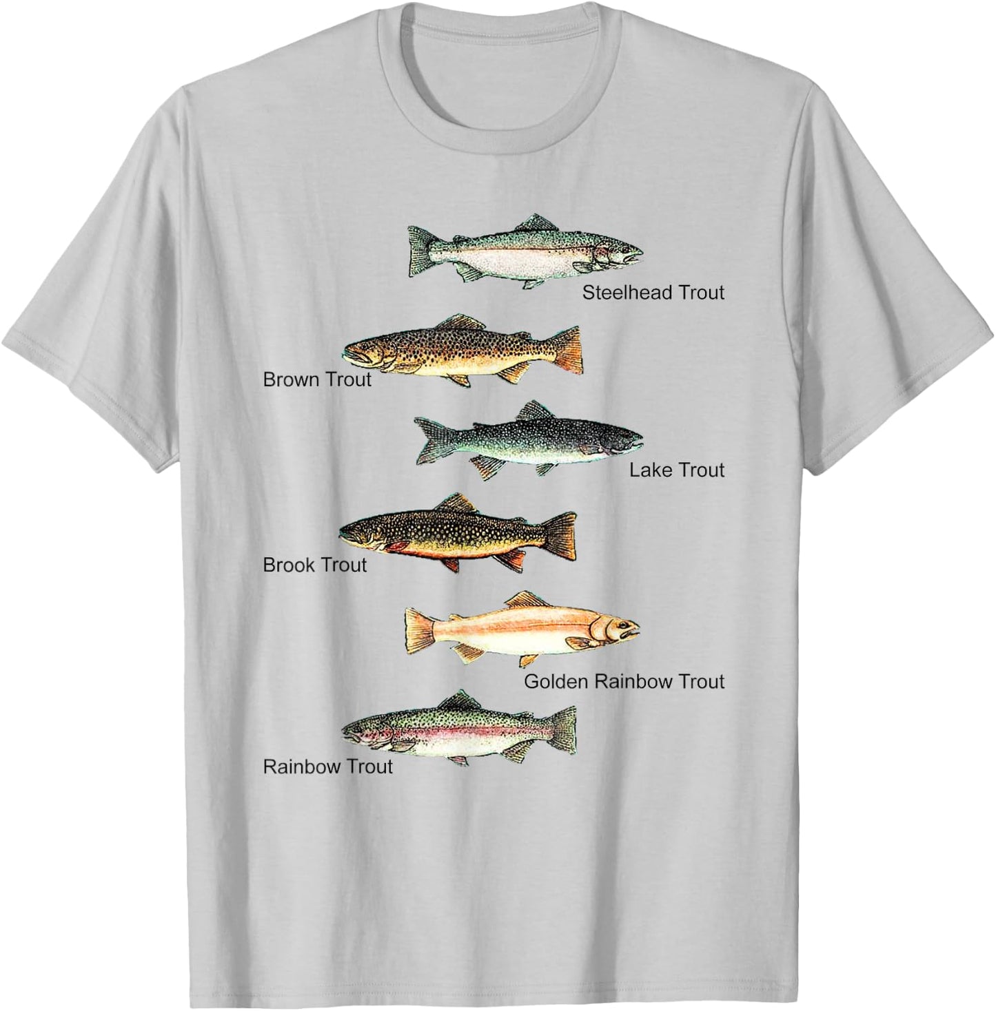 Types of Trout Fish Species Collection Fishing T-Shirt - T-Shirt | Ash