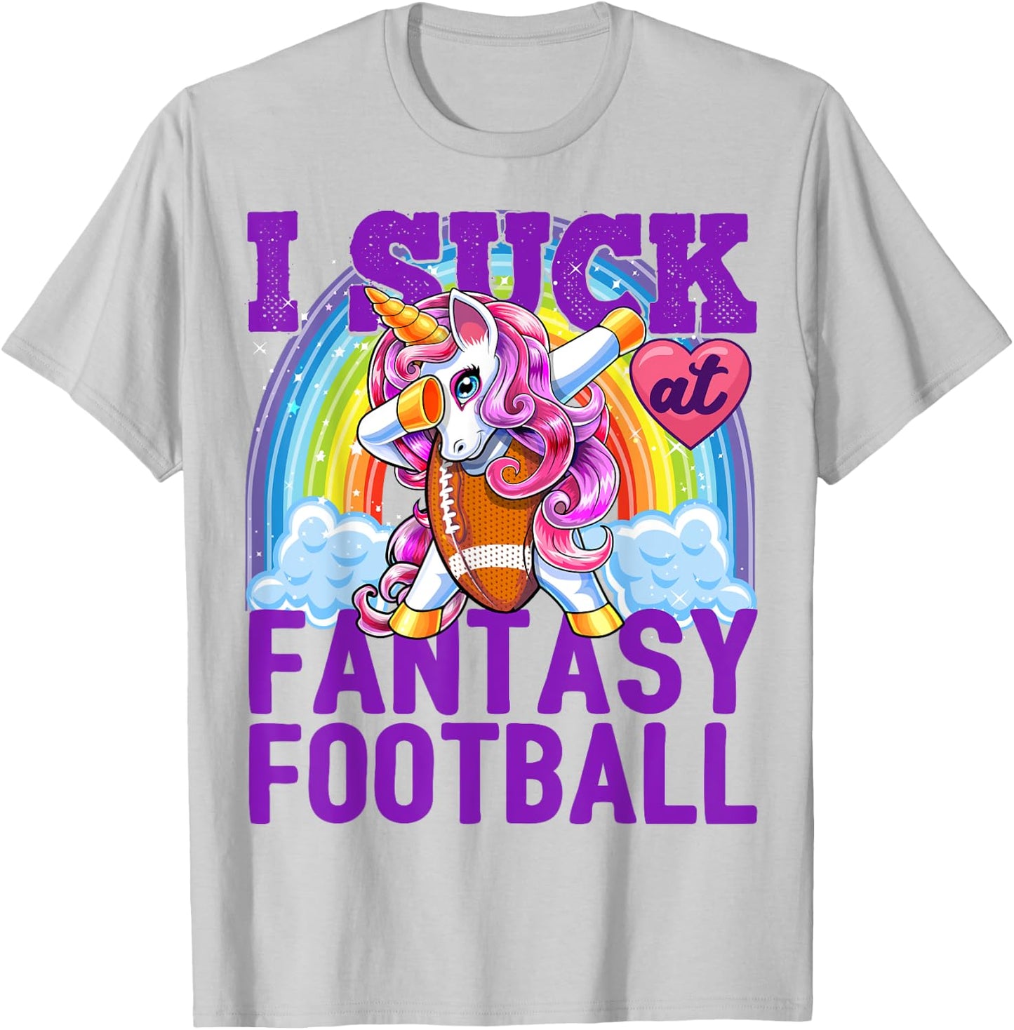 I Suck at Fantasy Football Dabbing Unicorn Loser Shirt Men T-Shirt - T-Shirt | Ash