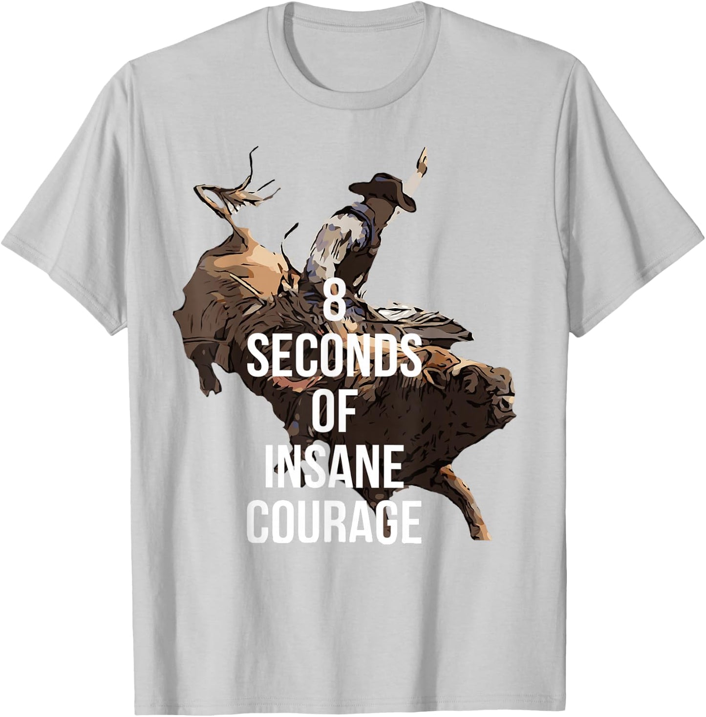 Rodeo Bull Rider 8 Seconds T-Shirt - T-Shirt | Ash