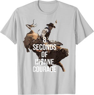 Rodeo Bull Rider 8 Seconds T-Shirt - T-Shirt | Ash