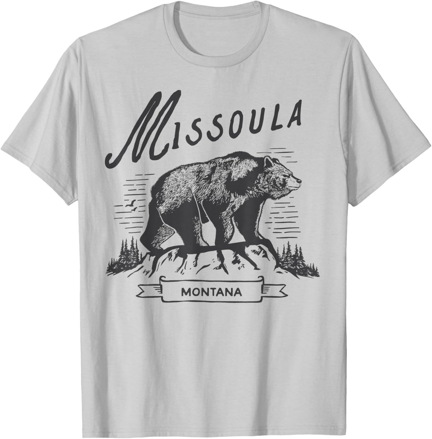 Vintage Montana State Grizzly Bear Retro Missoula Montana T-Shirt - T-Shirt | Ash