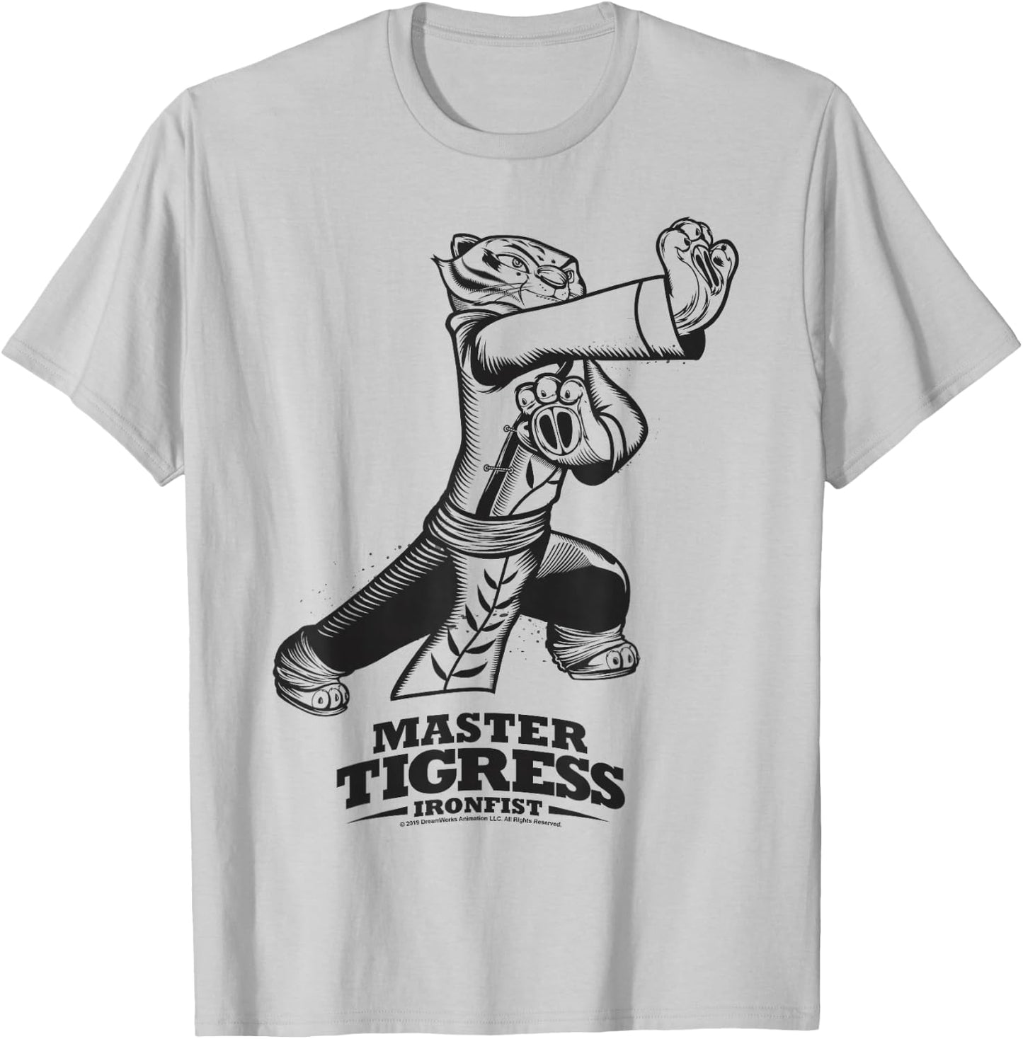 Kung Fu Panda Master Tigress Iron Fist Sketch Portrait T-Shirt - T-Shirt | Ash