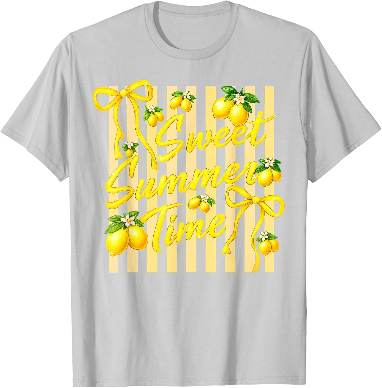 Sweet Summer Time Coquette Bows Lemon Girls Women Vintage T-Shirt - T-Shirt | Ash