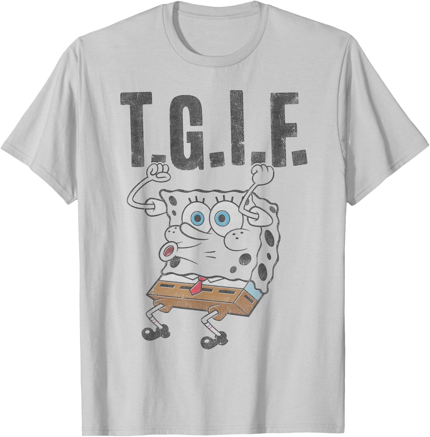 Spongebob SquarePants T.G.I.F. Humorous T-Shirt - T-Shirt | Ash