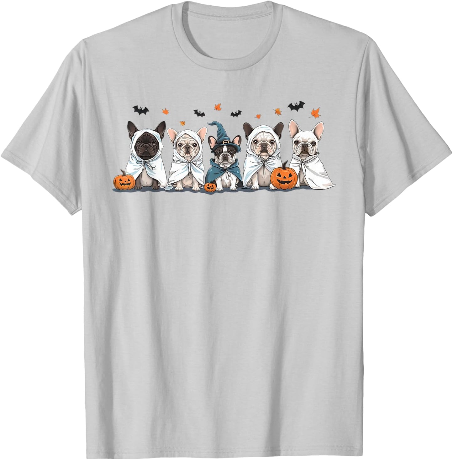 Funny Frenchie Halloween Costume Cute French Bulldog Ghost T-Shirt - T-Shirt | Ash