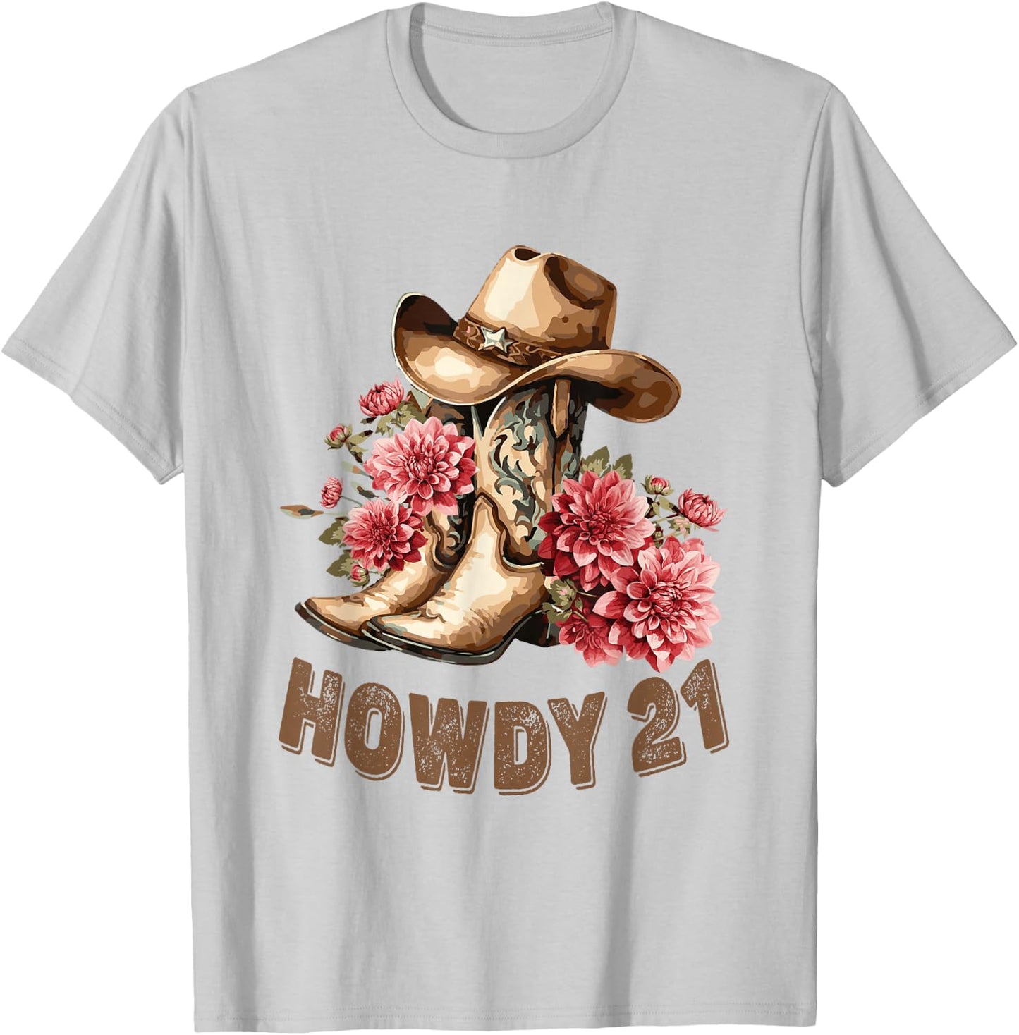 Howdy 21 Year Old Girl Western Country Cowgirl 21st Birthday T-Shirt - T-Shirt | Ash