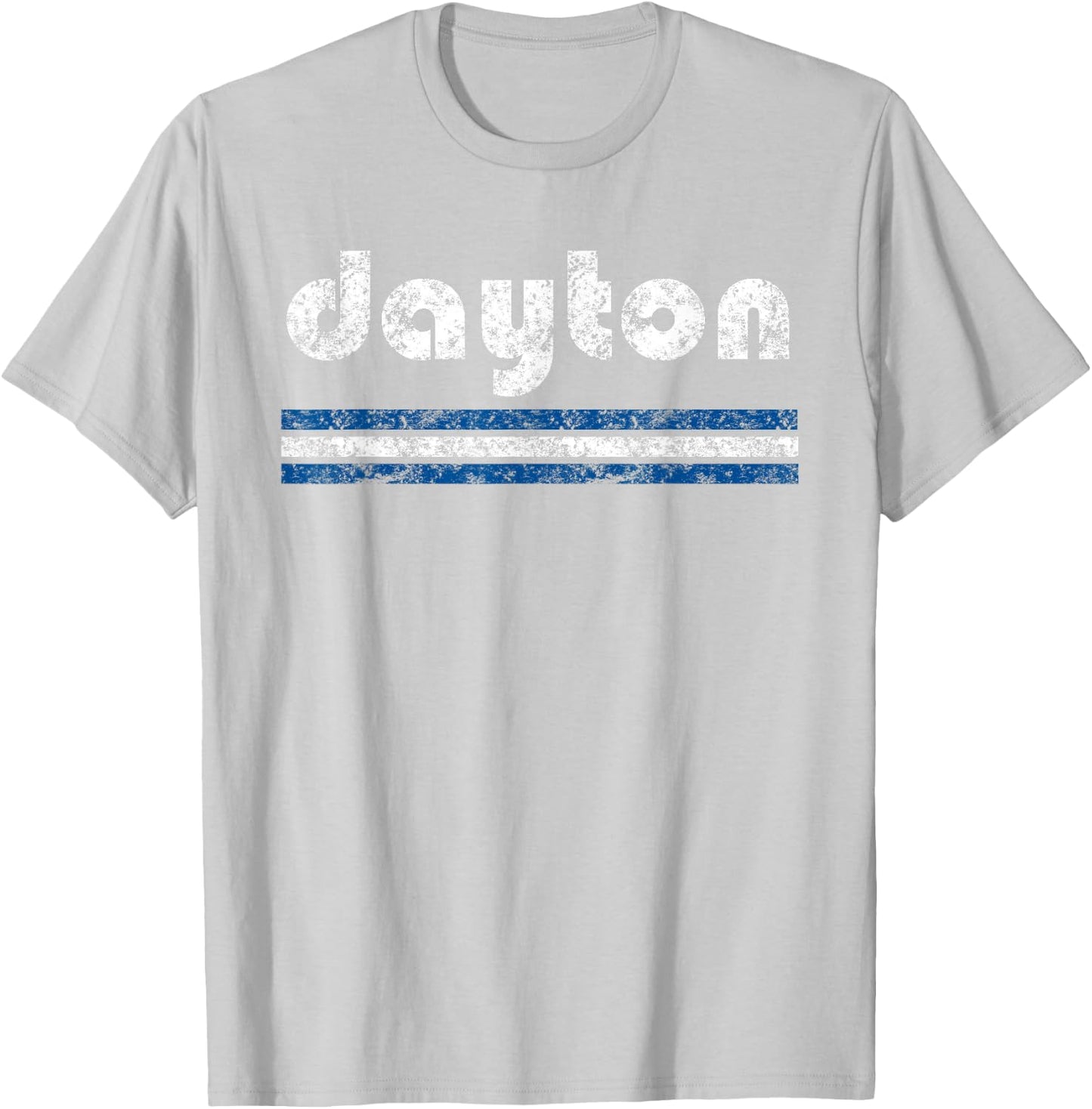 Dayton Ohio Retro Three Stripe Weathered Vintage T-Shirt - T-Shirt | Ash