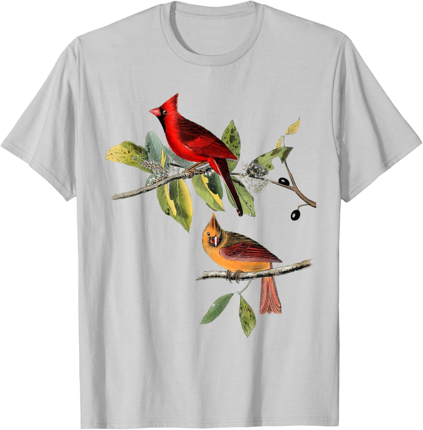 Red Cardinal Bird Male Female T-Shirt - T-Shirt | Ash