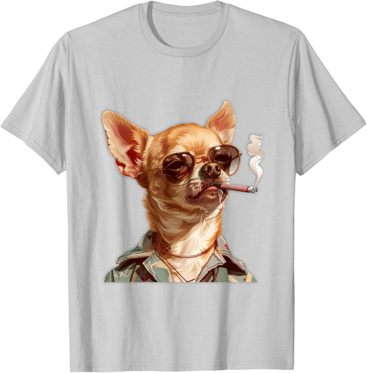 Chihuahua Smoking,Cute Chihuahua With An Adorable Expression T-Shirt - T-Shirt | Ash