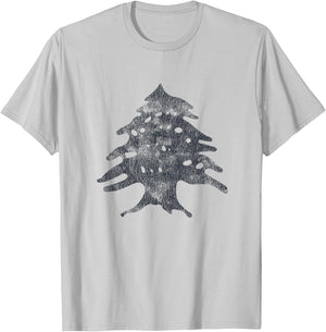 Vintage Lebanese Flag Of Lebanon Tree Retro Souvenir T-Shirt - T-Shirt | Ash