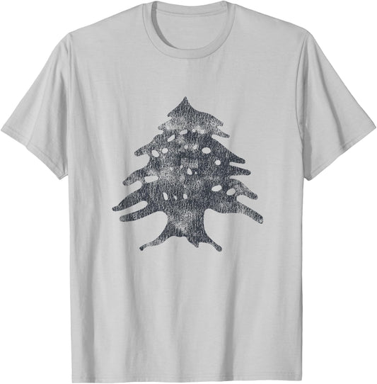 Vintage Lebanese Flag Of Lebanon Tree Retro Souvenir T-Shirt - T-Shirt | Ash