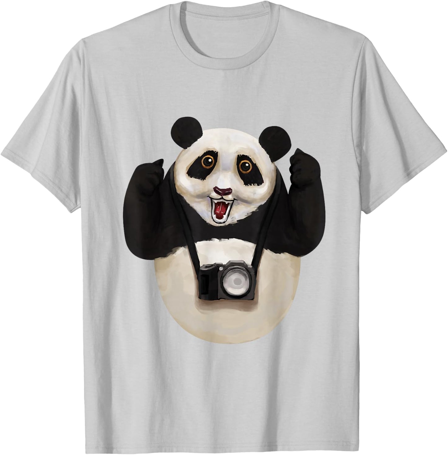 Panda Bear Photographer Photography Day - Camera T-Shirt - T-Shirt | Ash