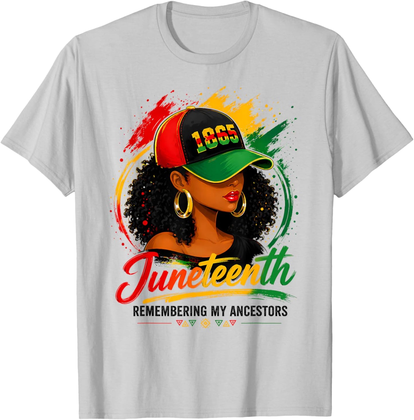 Juneteenth Shirts Women Queen Afro African Black Woman T-Shirt - T-Shirt | Ash