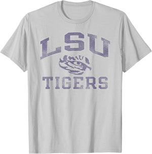 LSU Tigers Vintage Worn Gray Officially Licensed T-Shirt - T-Shirt | Ash