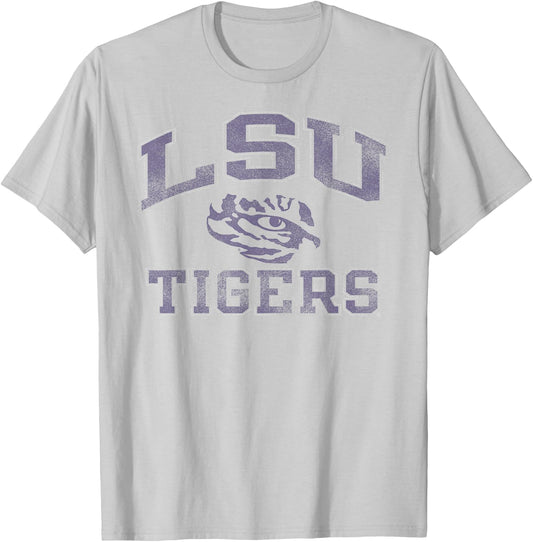LSU Tigers Vintage Worn Gray Officially Licensed T-Shirt - T-Shirt | Ash
