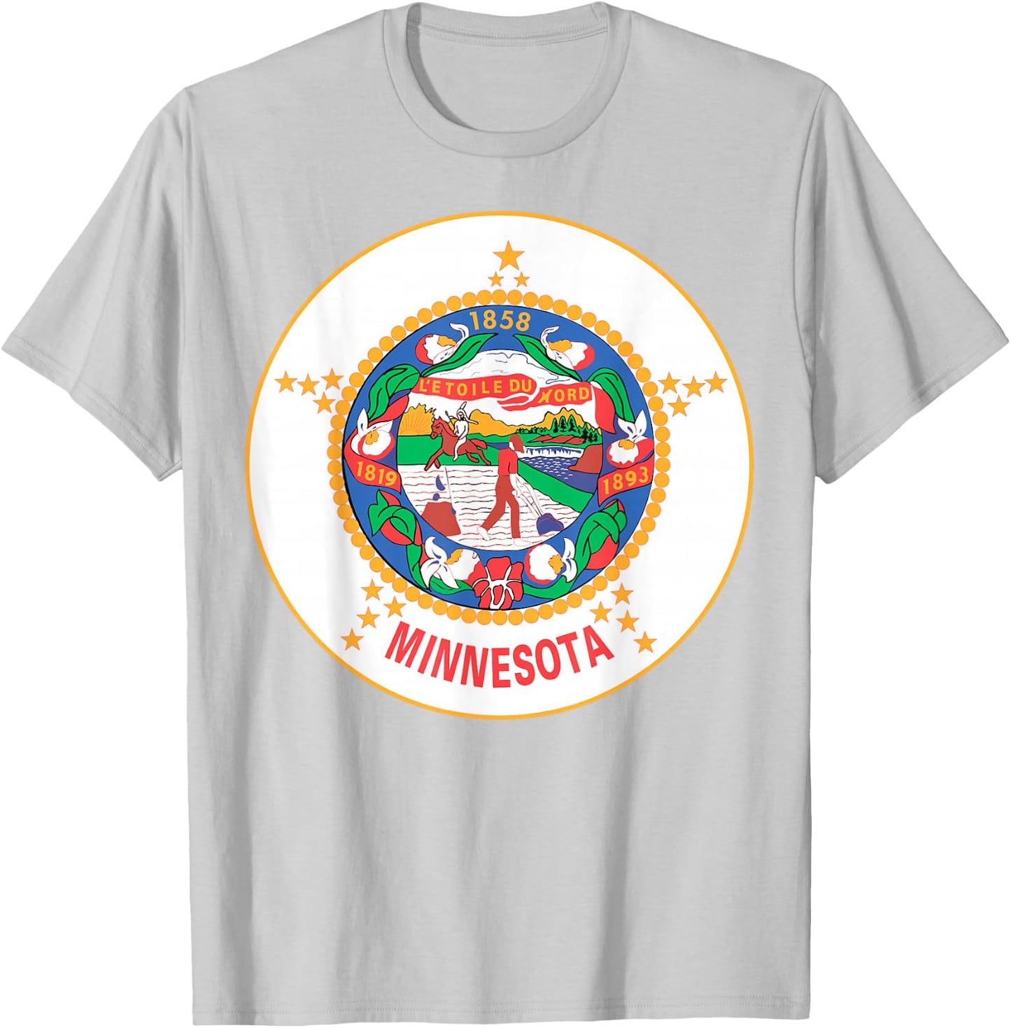 Minnesota MN State Flag USA T Shirt T-Shirt - T-Shirt | Ash