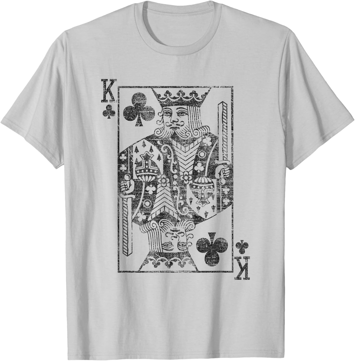 King of Clubs Playing Cards Costume Poker Distressed T-Shirt - T-Shirt | Ash
