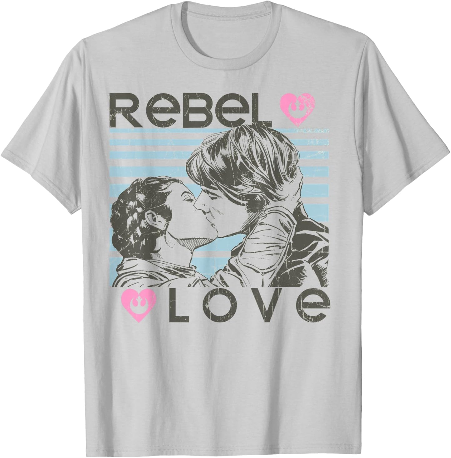 Star Wars Han Leia Rebel Love Kiss Graphic T-Shirt - T-Shirt | Ash