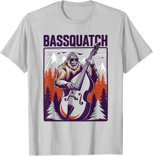 C.J.'s Sasquatch Bigfoot Double Bass Fiddle Gifts Bassquatch Bigfoot Double Bass Fiddle Upright Bass Sasquatch - Men's Yellow Small Classic Fit Short Sleeve Graphic T-Shirt - T-Shirt | Ash