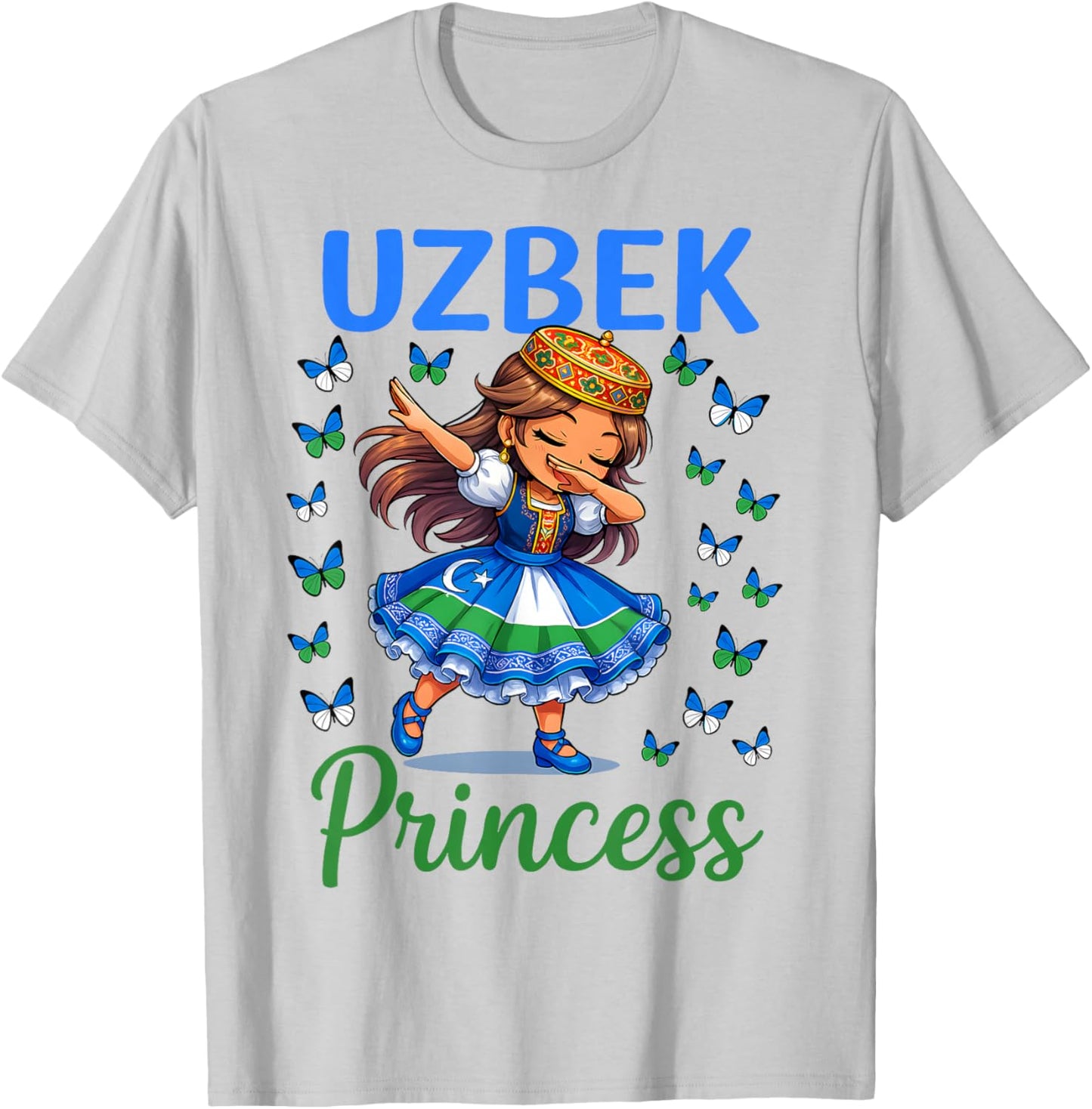 Uzbek Princess Girl Dab Uzbekistan Dress for Girls Kids T-Shirt - T-Shirt | Ash