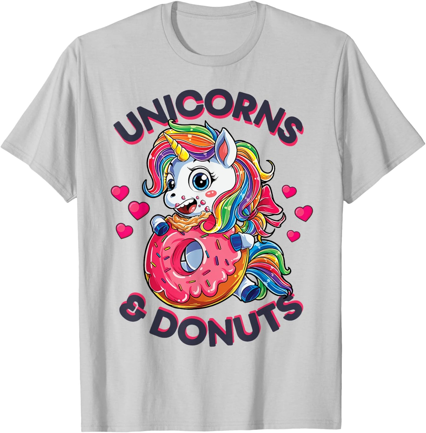 Unicorns & Donuts T shirt Girls Unicorn Squad Rainbow Gifts T-Shirt - T-Shirt | Ash