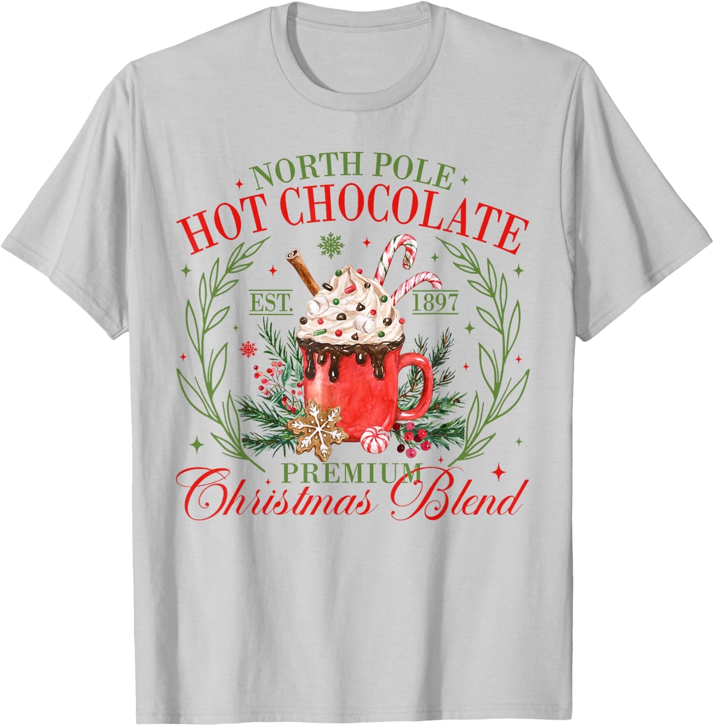 North Pole Hot Chocolate Premium Christmas Blend Xmas T-Shirt - T-Shirt | Ash
