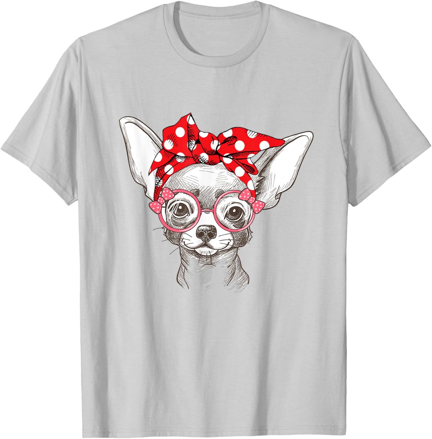 Funny Cute Chihuahua Mom Wears Bandana T-Shirt - T-Shirt | Ash