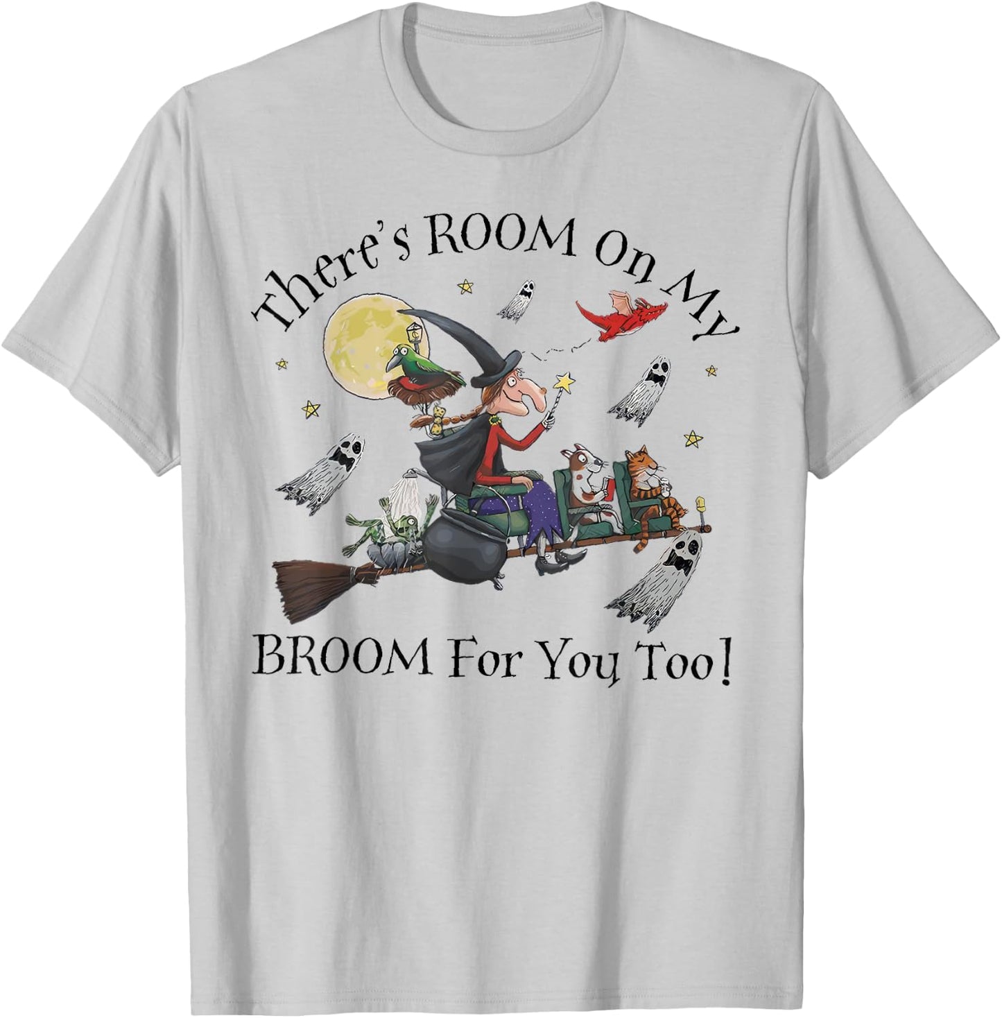 Halloween There's Room On My Broom For You Too Teacher T-Shirt - T-Shirt | Ash