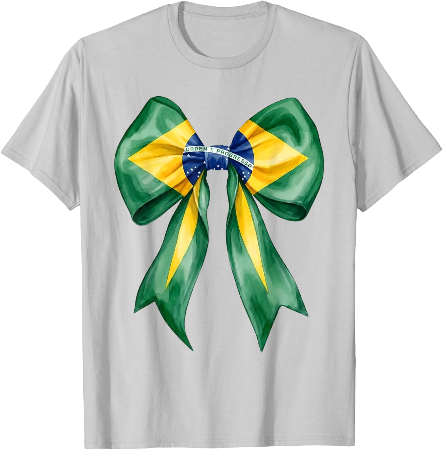 Brazilian Girl Coquette Bow Brasil Brazil Flag Brasileira T-Shirt - T-Shirt | Ash