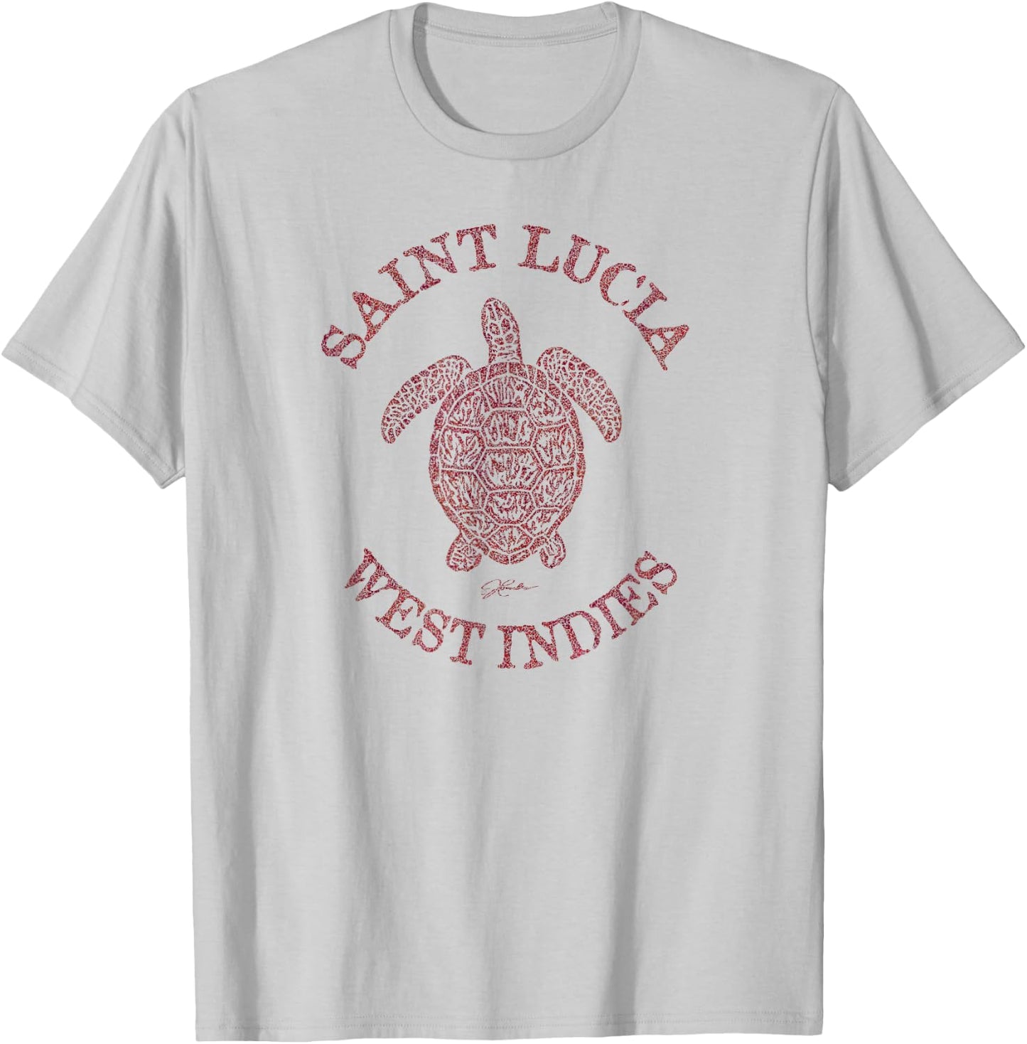 JCombs: Saint Lucia, West Indies Sea Turtle (Distressed) T-Shirt - T-Shirt | Ash