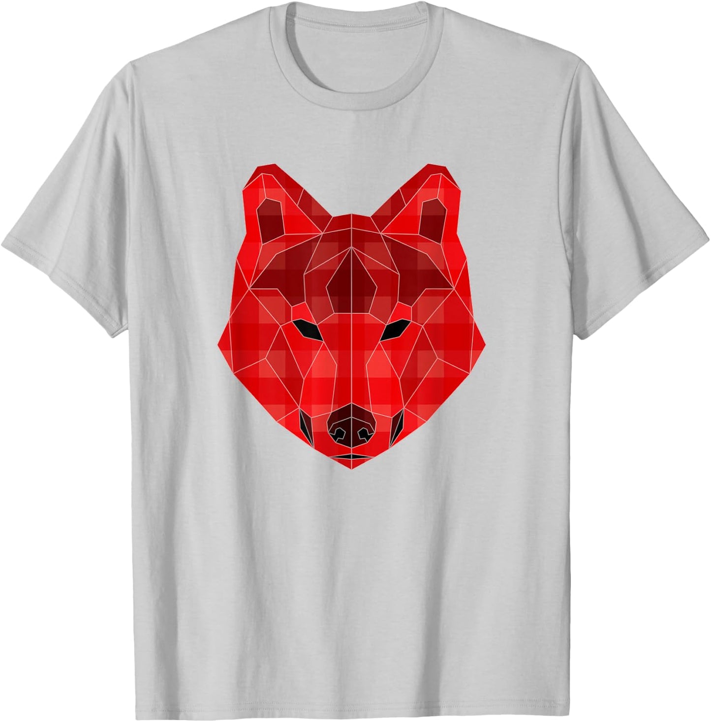 Red Plaid Wolf Cute Matching Family Christmas Gift T-Shirt - T-Shirt | Ash