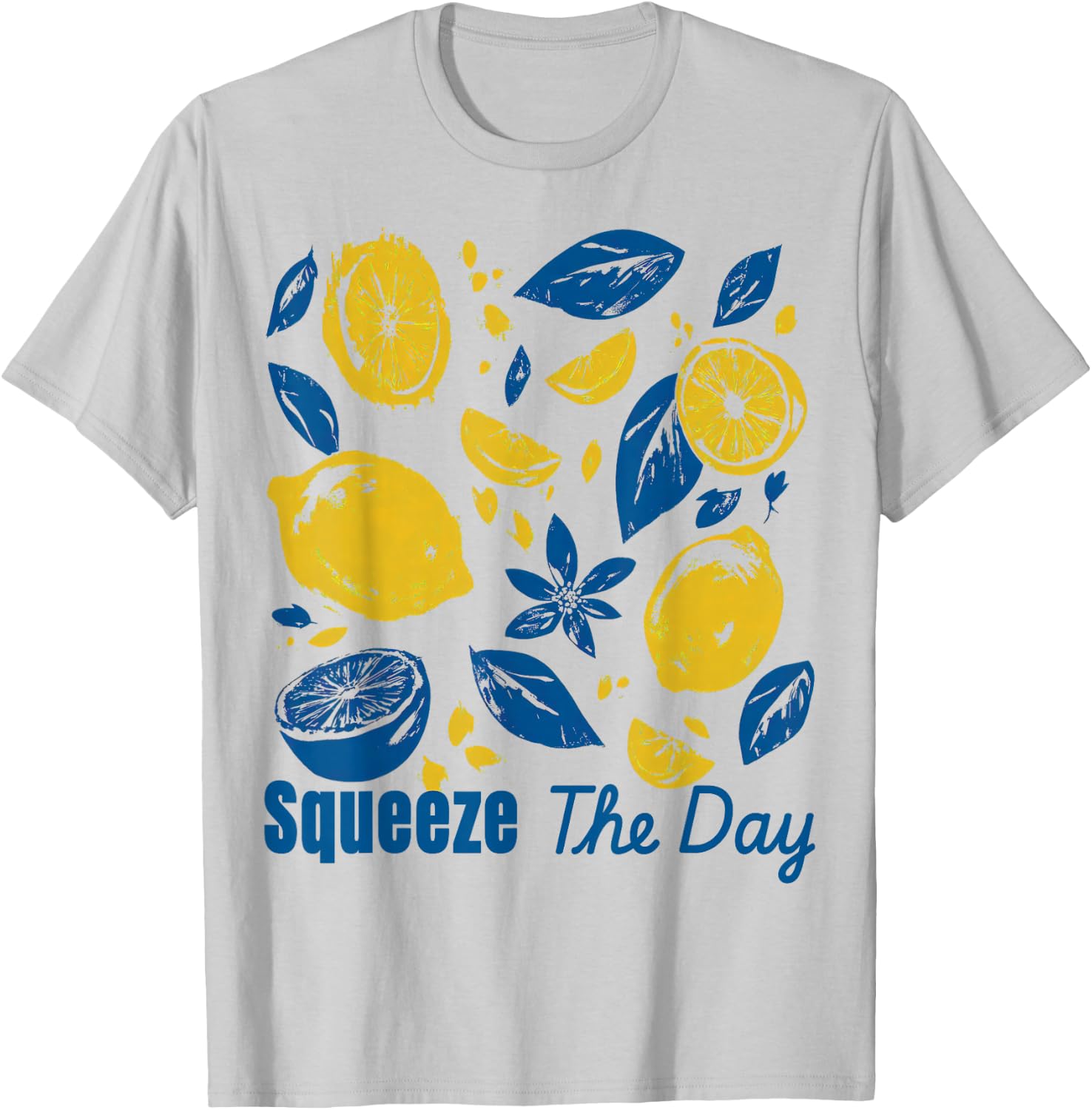 Squeeze The Day Lemon Citrus Retro Summer Motivational T-Shirt - T-Shirt | Ash