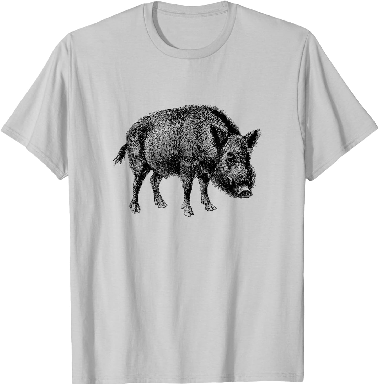 The New Antique Vintage Wild Boar Print - Women's Grey Classic Fit Short Sleeve - Small T-Shirt - T-Shirt | Ash